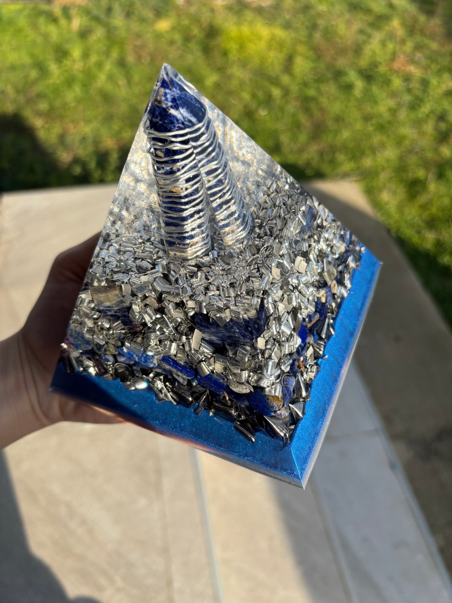 Portal to Wisdom & Truth Orgonite Pyramid with Sodalit & Lapis Lazuli