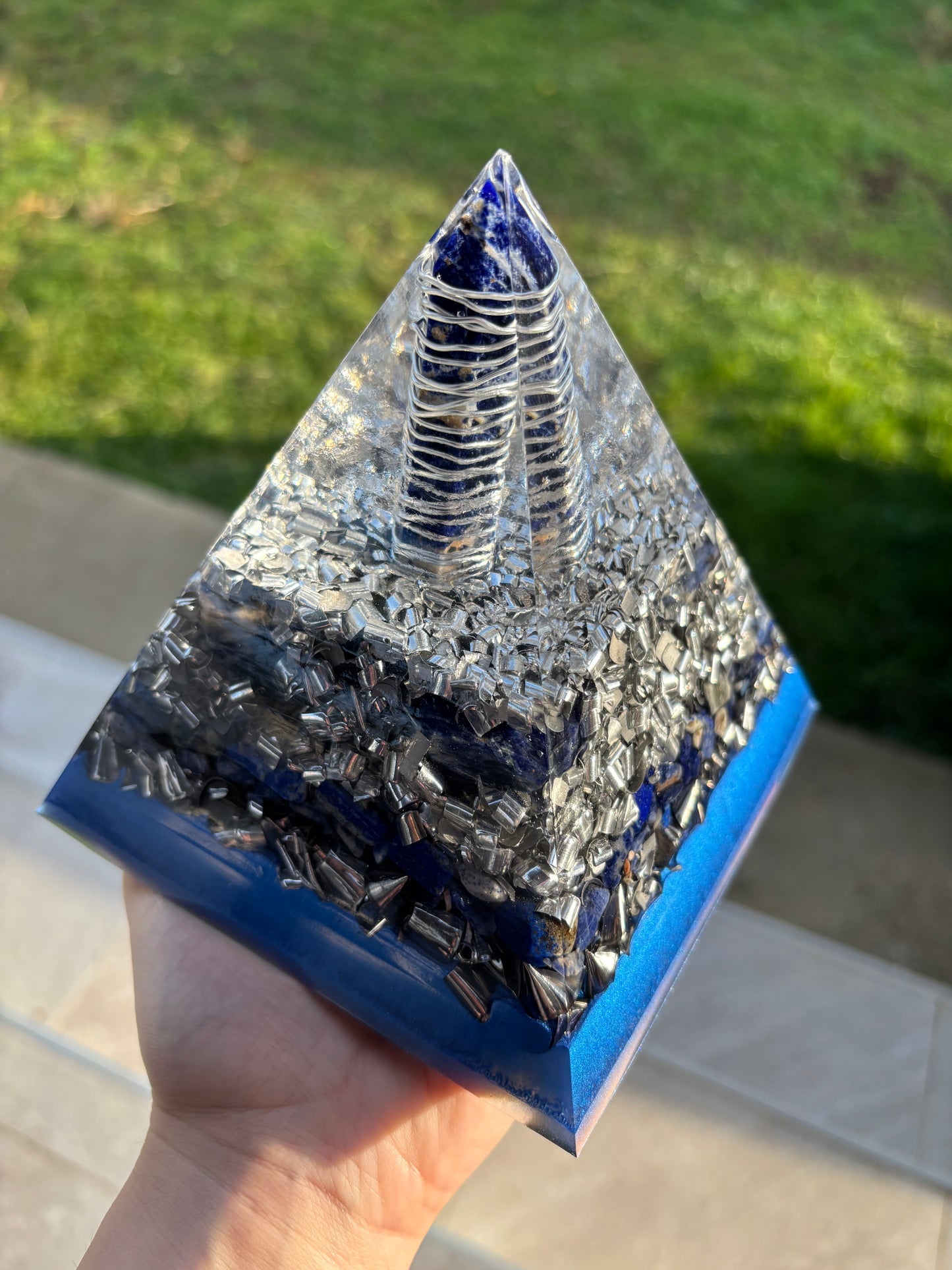 Portal to Wisdom & Truth Orgonite Pyramid with Sodalit & Lapis Lazuli